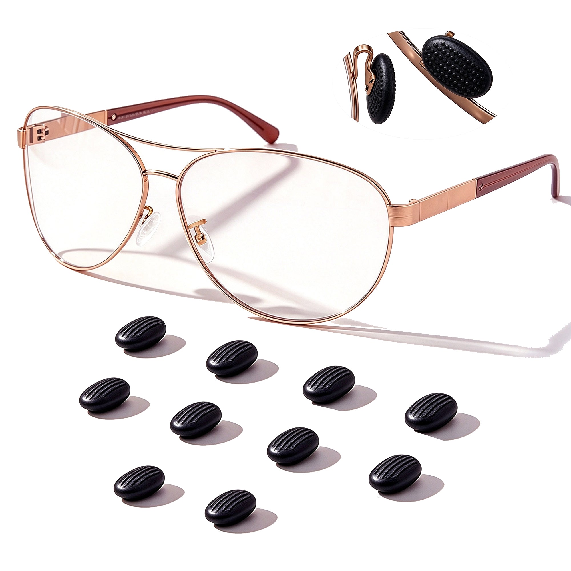 Silicone Eyeglass Nose Pad Covers 5 Pairs, Anti-Slip Glasses Nose Cushion Replacements, Soft Slip-On Nose Bridge Guards for Metal Frame Eyeglasses Sunglasses