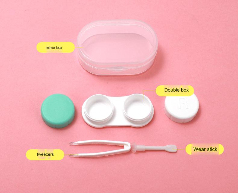 Contact Lens Case, Portable Cute Contact Lens Case Box Holder Container Soak Storage with Tweezers Kit