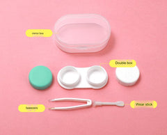 Contact Lens Case, Portable Cute Contact Lens Case Box Holder Container Soak Storage with Tweezers Kit