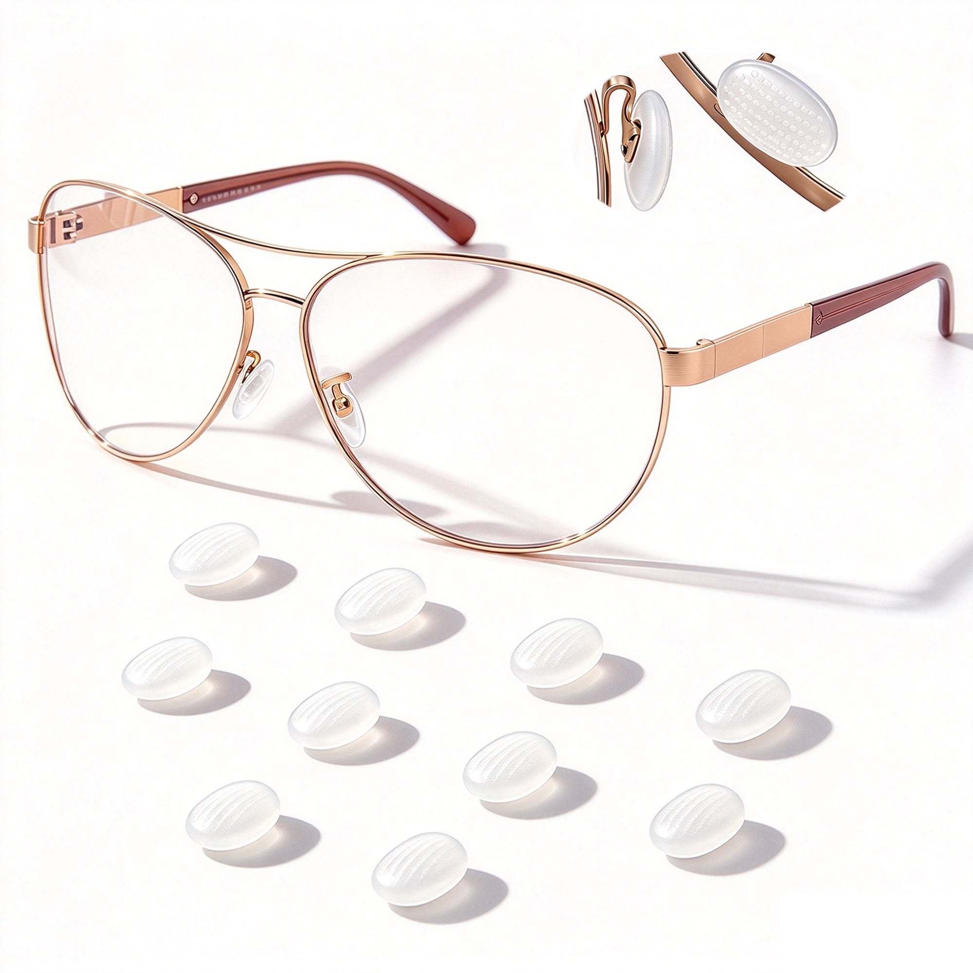 Silicone Eyeglass Nose Pad Covers 5 Pairs, Anti-Slip Glasses Nose Cushion Replacements, Soft Slip-On Nose Bridge Guards for Metal Frame Eyeglasses Sunglasses