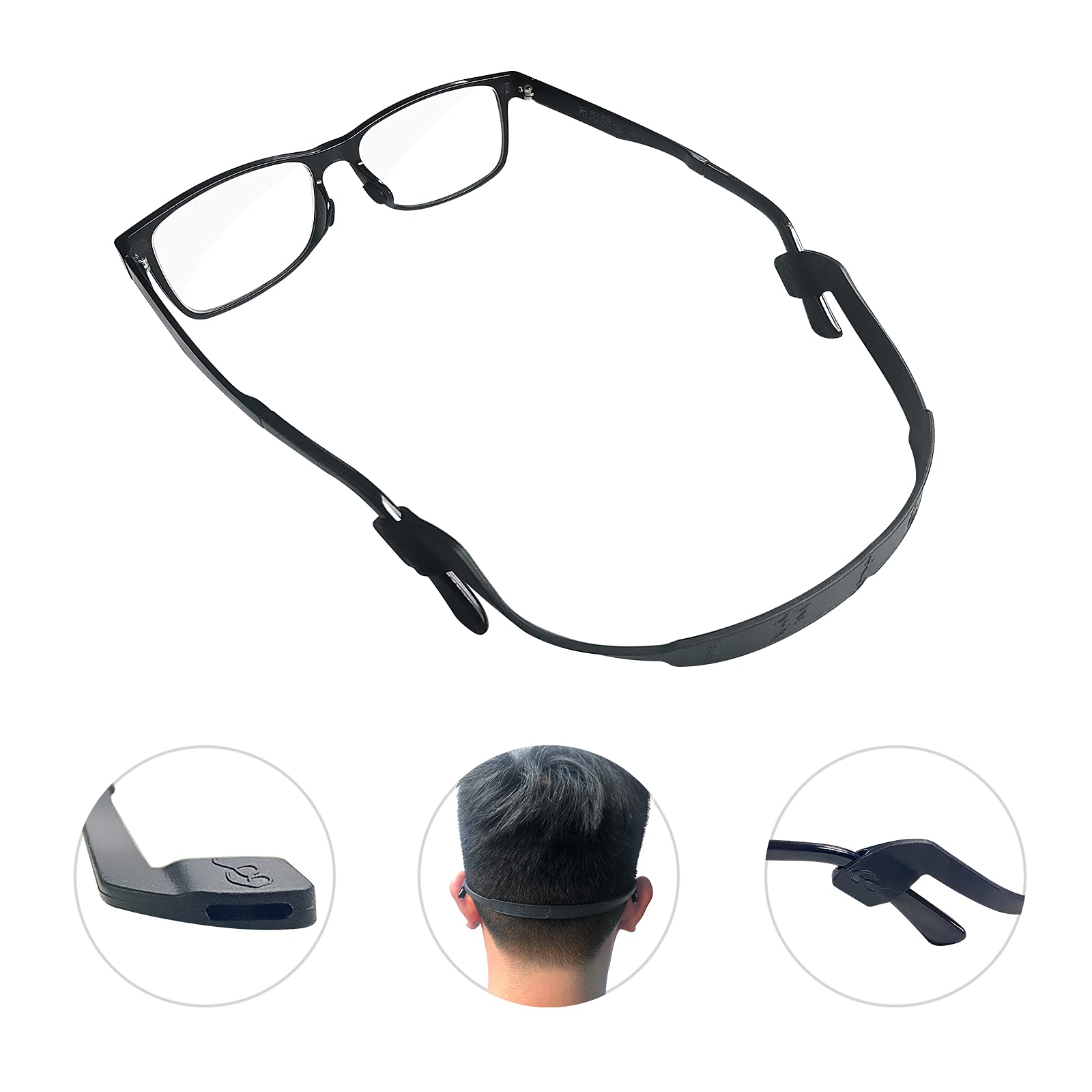 Silicone Spectacle Straps, Non-slip Elastic Sports Glasses Straps for Men and Women, Sunglasses Straps