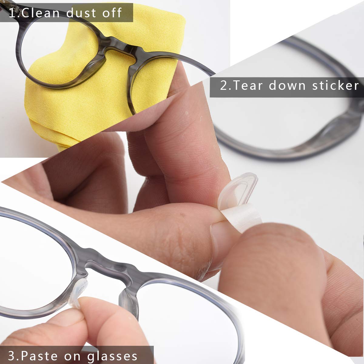 Air Cushion Adhesive Contour Eyeglass Nose Pads - Anti Slip - Reduces Soreness - Nosepads for Eyeglasses