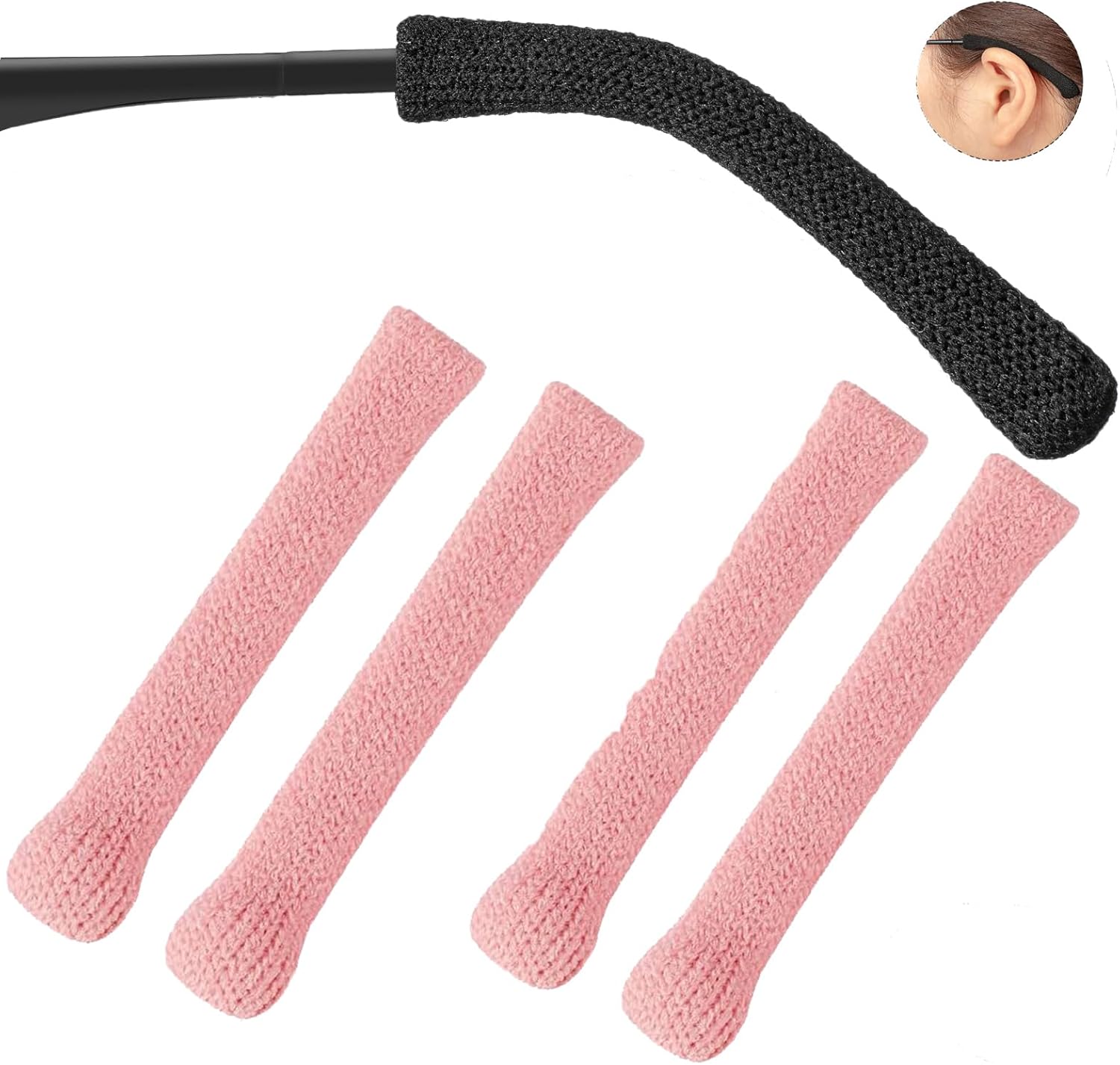 Eyeglasses Ear Cushions for Glasses Ear Cushion for Glasses Behind Ears Eye Glasses Ear Grippers Soft Knitting Cotton Eyeglasses Temple Tips Sleeve Glasses Arm Cushion Anti Slip