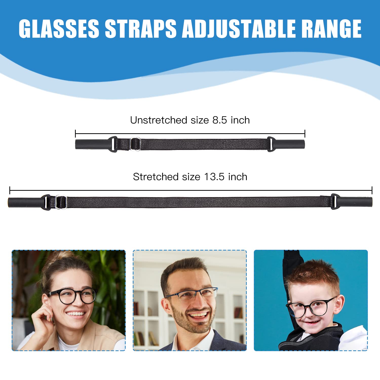 Adjustable Glasses Straps  No Tail Adjustable Eyewear Retainer Glasse Strap for Men's Glasses Straps, Kids' Glasses Straps, Women's Glasses Straps, Sunglasses Straps