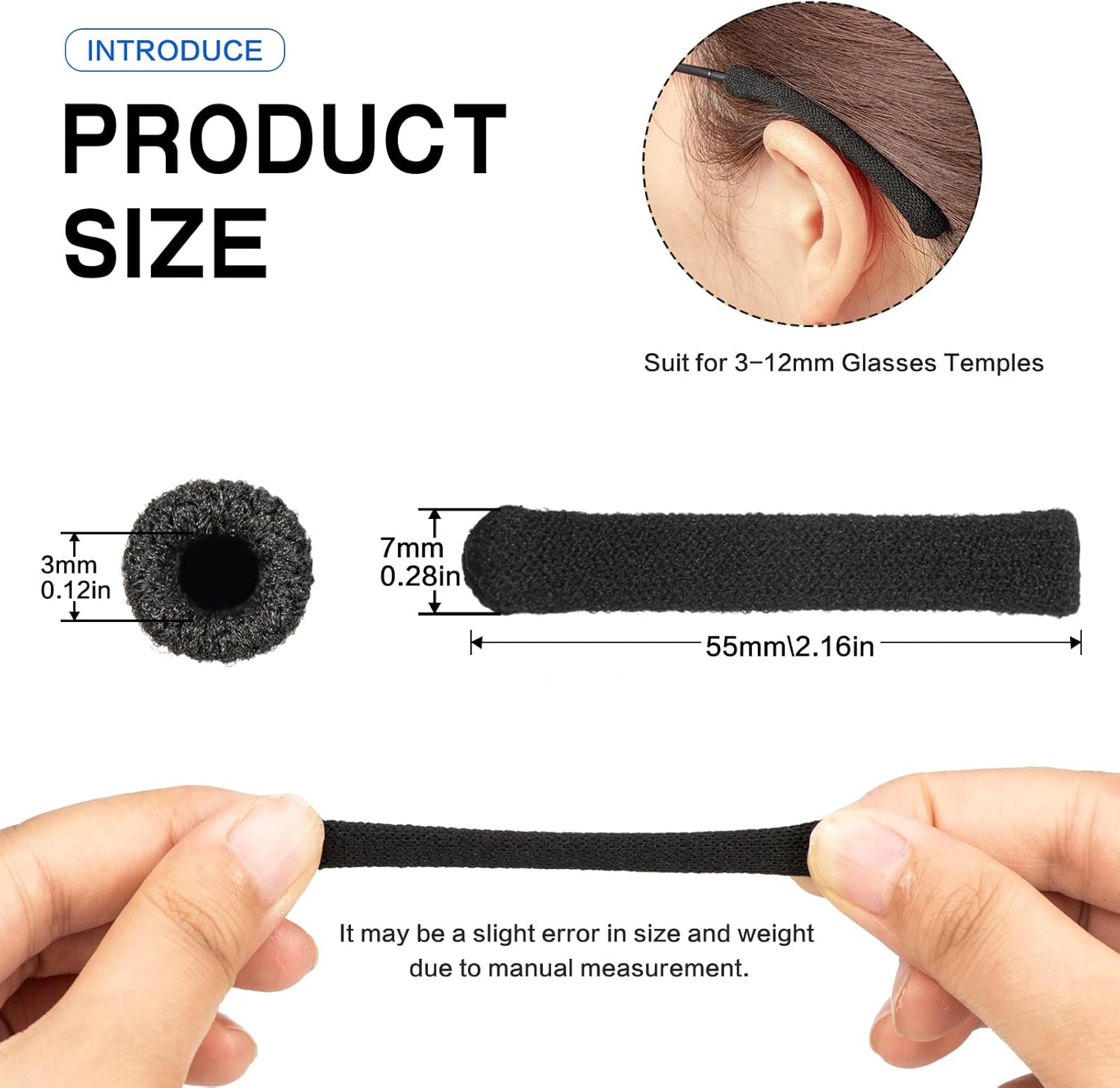 Eyeglasses Ear Cushions for Glasses Ear Cushion for Glasses Behind Ears Eye Glasses Ear Grippers Soft Knitting Cotton Eyeglasses Temple Tips Sleeve Glasses Arm Cushion Anti Slip