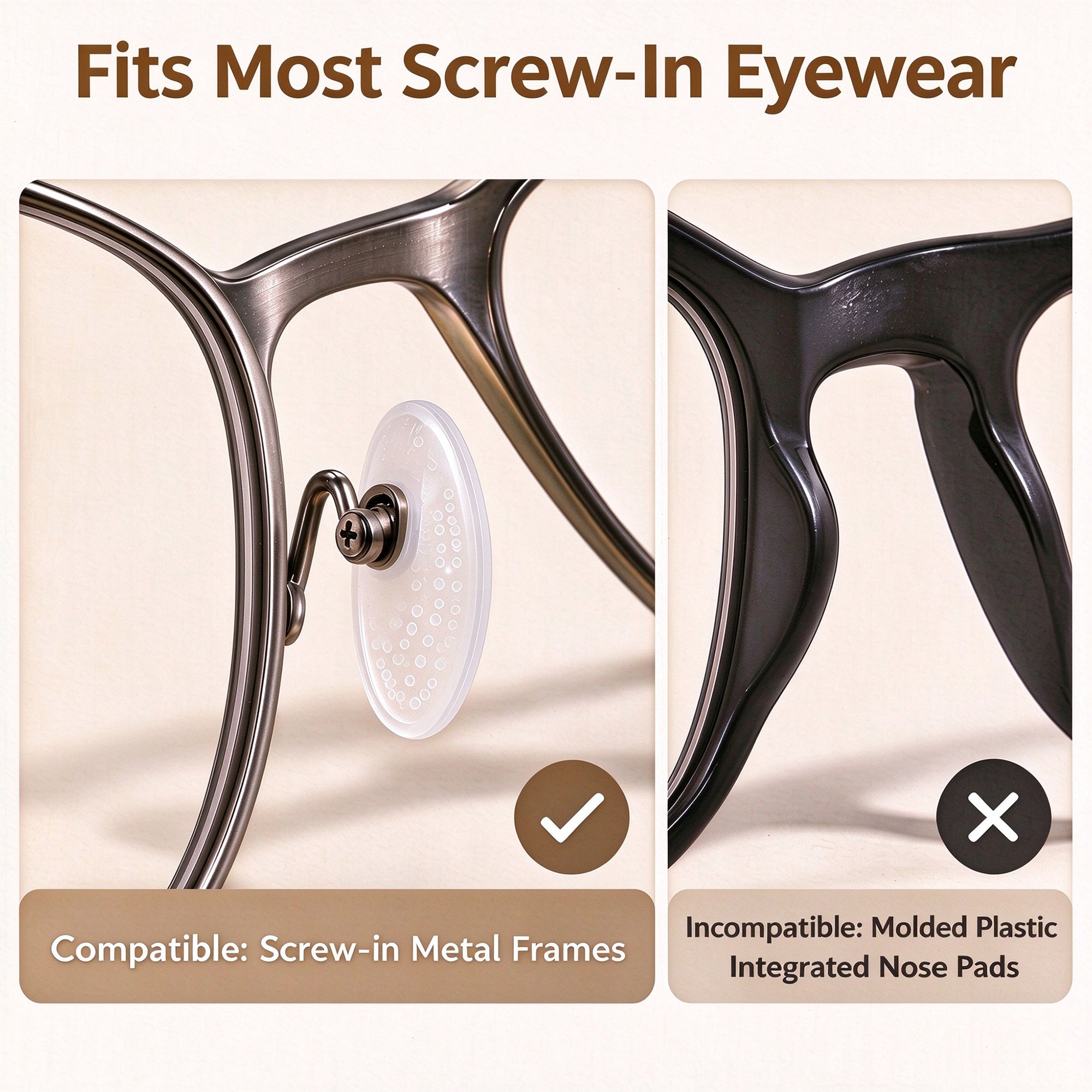 Silicone Eyeglass Nose Pad Covers 5 Pairs, Anti-Slip Glasses Nose Cushion Replacements, Soft Slip-On Nose Bridge Guards for Metal Frame Eyeglasses Sunglasses