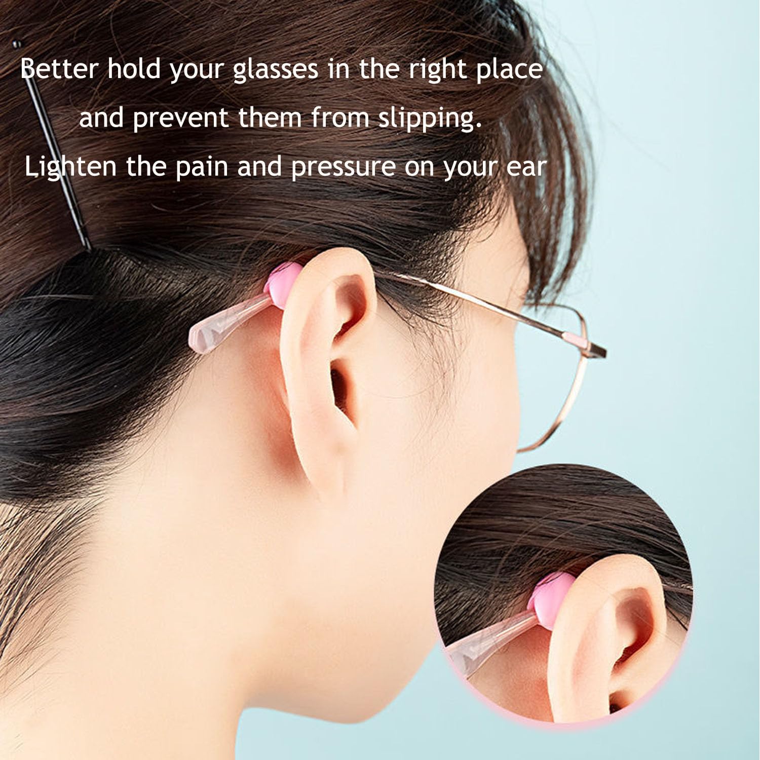 Glasses Ear Grips, Silicone Anti-Slip Eyeglass Temple Tip Sleeve Retainer, Comfort Glasses Retainer For Spectacle Sunglasses Reading Glasses