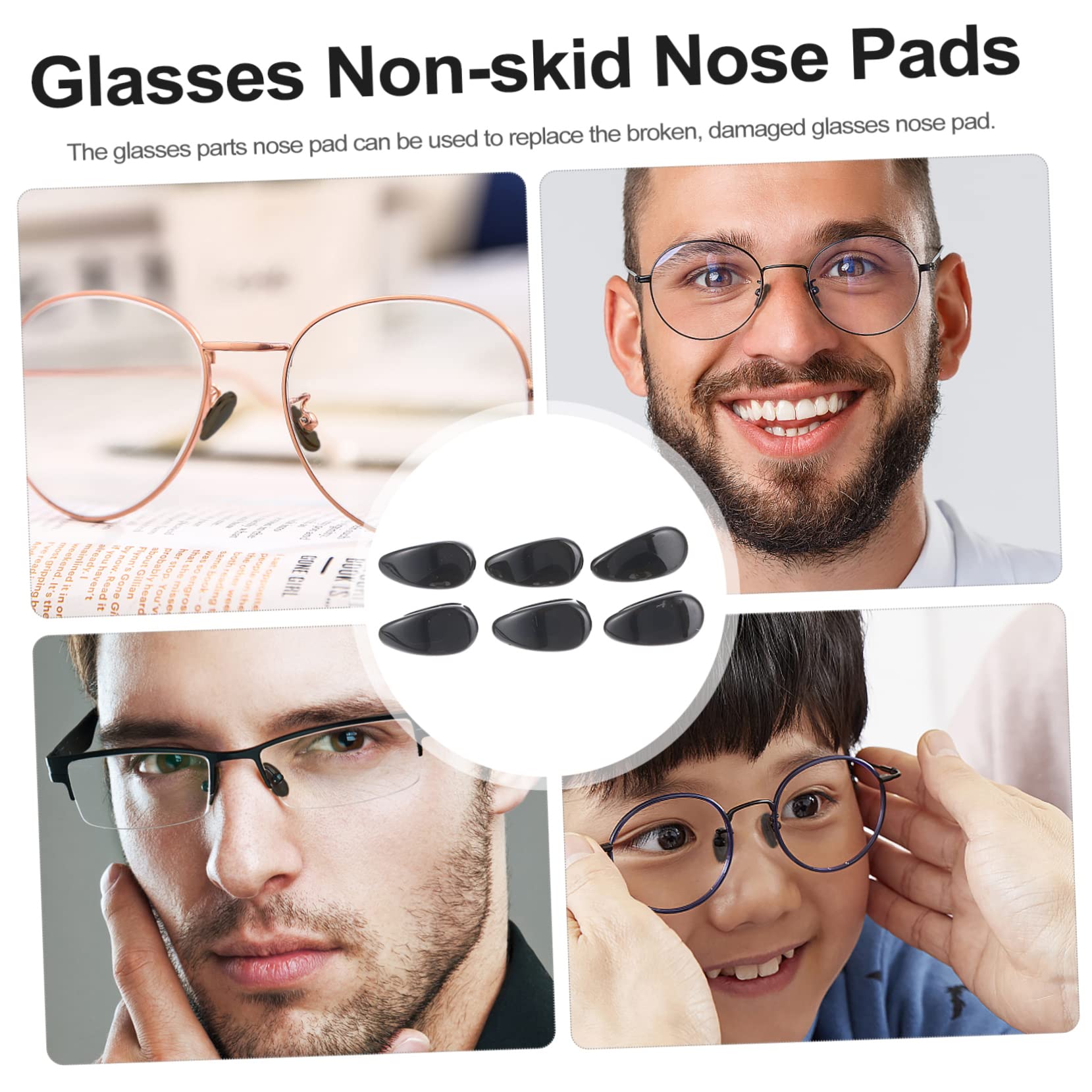 Glasses Nose Pads Glasses Parts Nose Pad Air Chamber Nose Pad Nose Cushion Nose Guard for Glasses Replacement Nose Pad Nose Pads for Glasses Nose Clip Imitation Jade Non-Slip