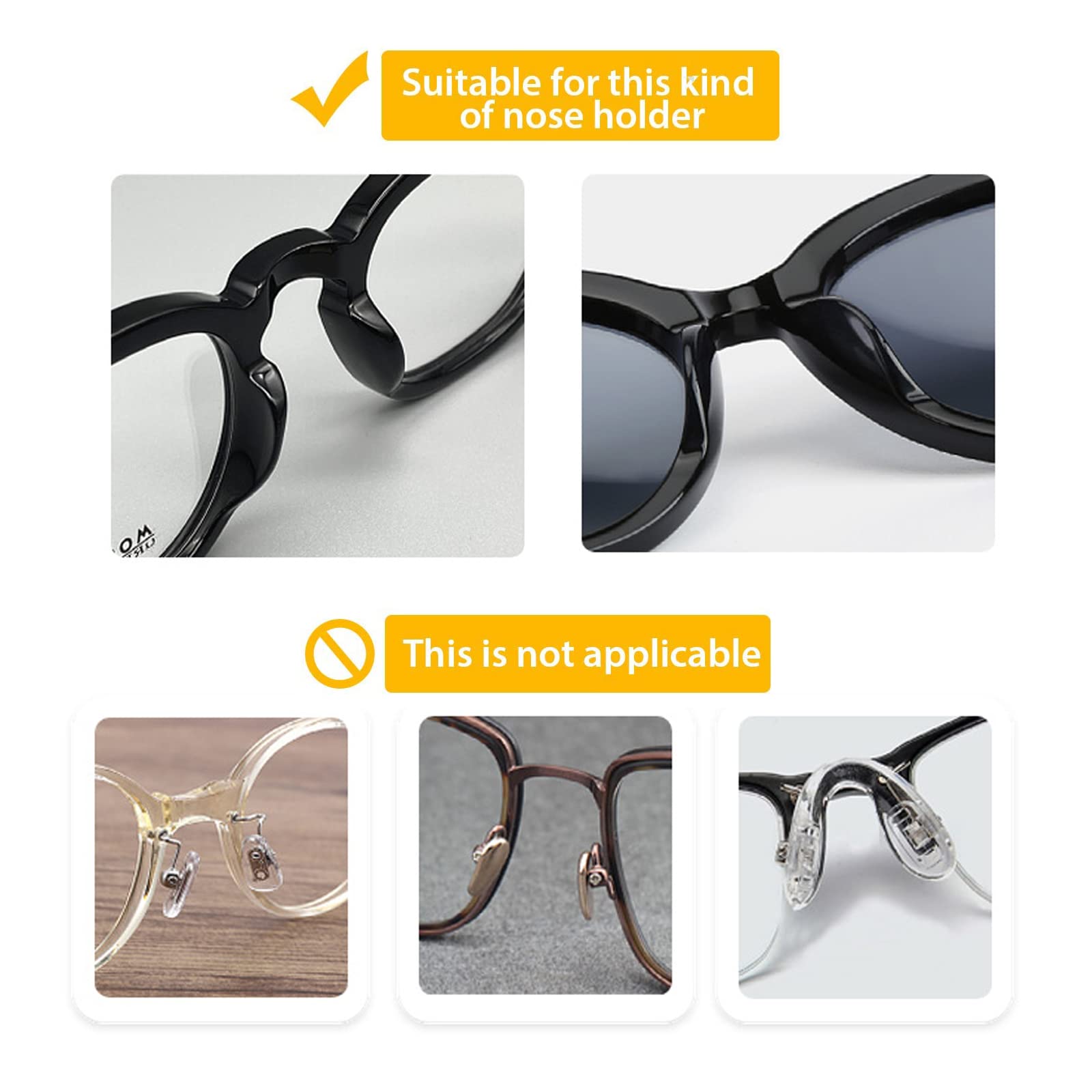 Anti-Slip Glasses Nose Pads, Adhesive Soft Silicone Eyewear Nose Pads for Plastic Frame Glasses Sunglasse