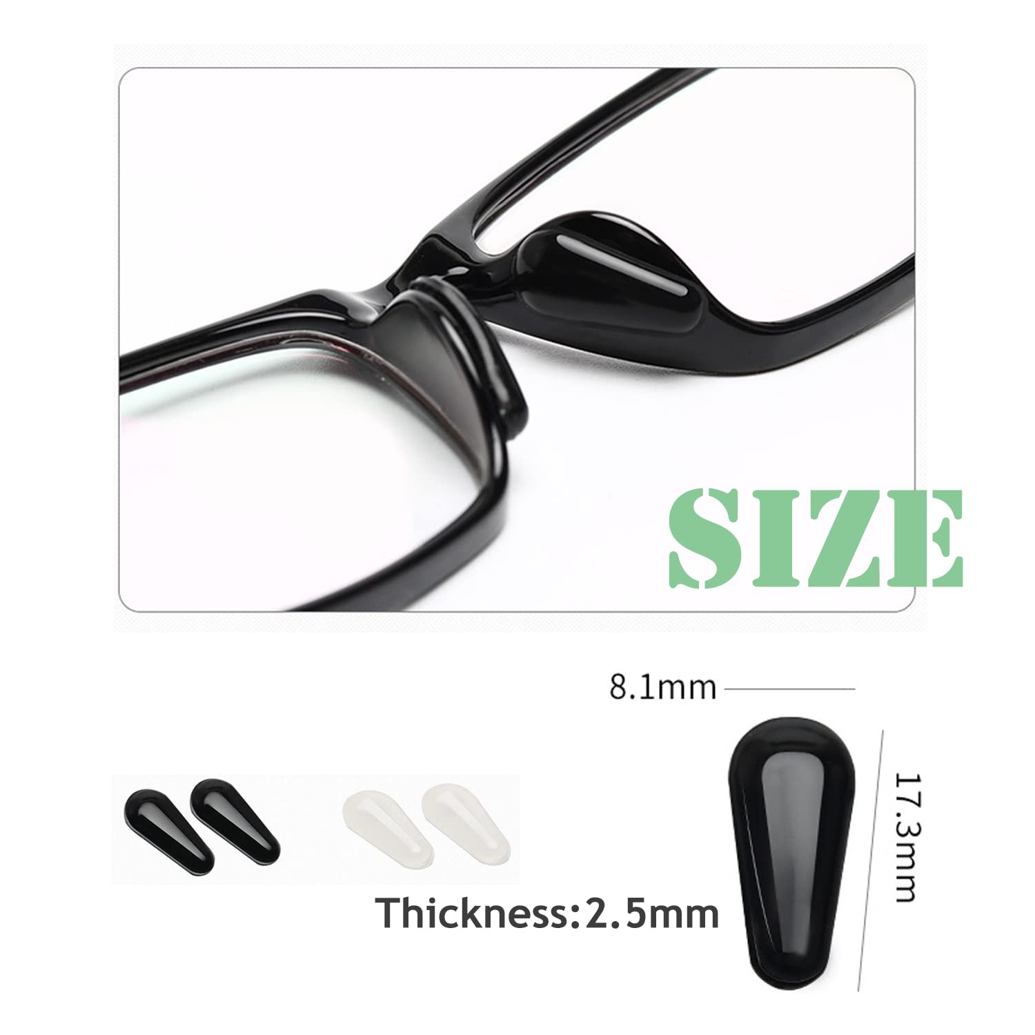 Anti-Slip Glasses Nose Pads, Adhesive Soft Silicone Eyewear Nose Pads for Plastic Frame Glasses Sunglasse