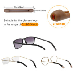 Soft Silicone Eyeglasses Temple Tips Sleeve Retainer, Anti-Slip Elastic Comfort Glasses Retainers for Spectacle Sunglasses Reading Glasses Eyewear