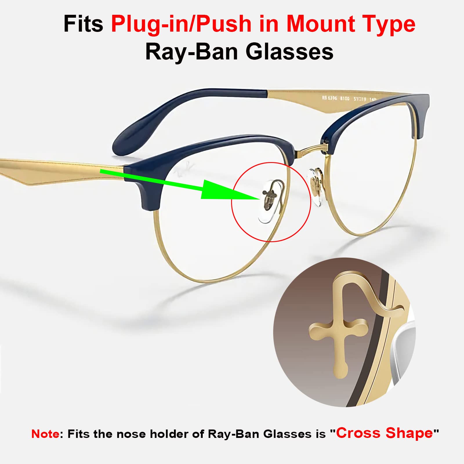 Replacement Nose Pads for RayBan RB3549, RB4071, RB6336, RB7140, RB8415 and More Plug in Eyeglasses, Sunglasses Models