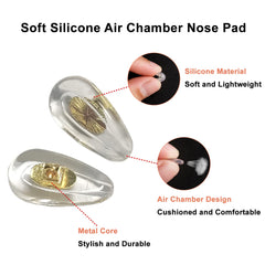 Soft Silicone Eyeglass Nose Pads, Screw-in Metal Core Air Chamber Glasses Nose Pads