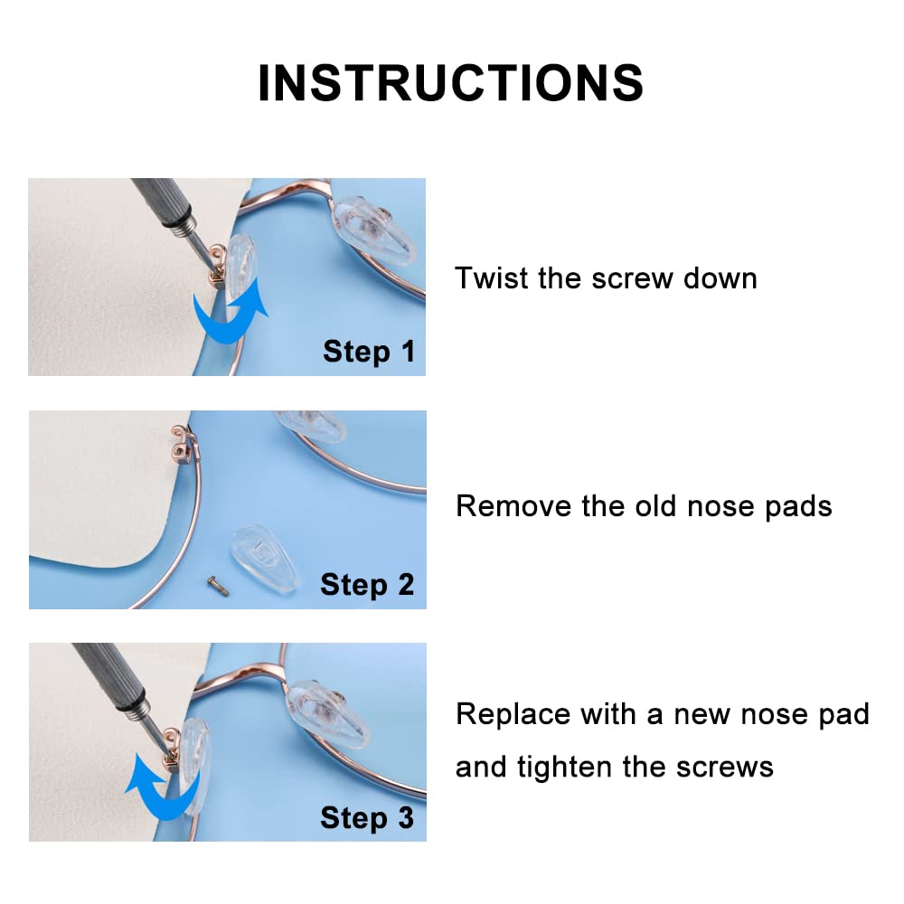 Soft Silicone Eyeglass Nose Pads, Screw-in Metal Core Air Chamber Glasses Nose Pads