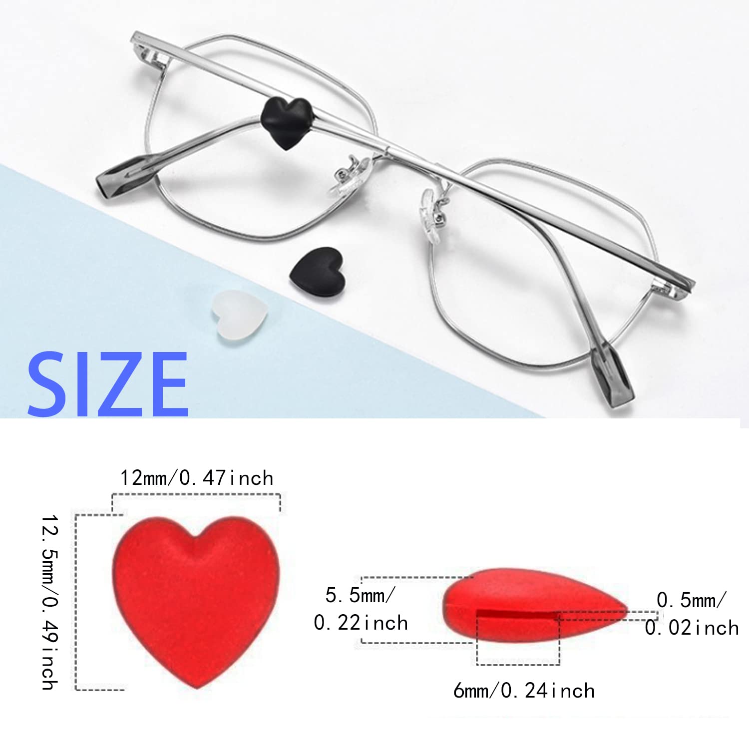 Eyeglasses Ear Grip Heart-Shaped Silicone Retainers Soft Ear Hooks Anti-Slip Holder Eyeglasses Stopper