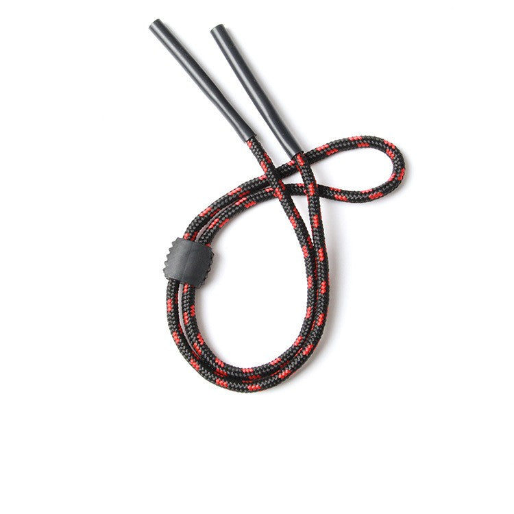Braided glasses straps for compatible eyewear, close-up view