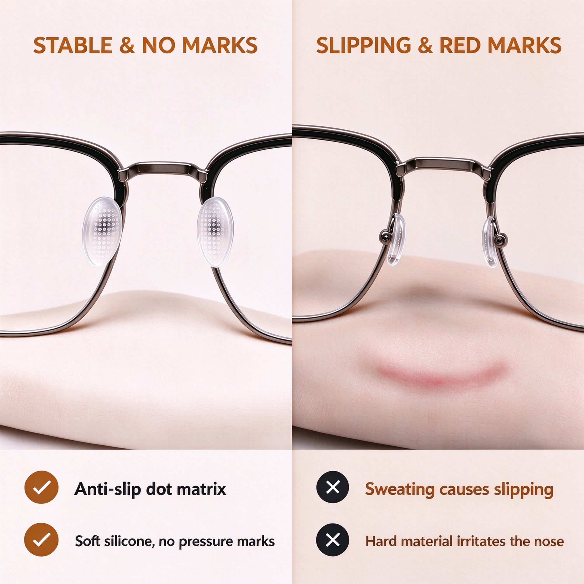 Silicone Eyeglass Nose Pad Covers 5 Pairs, Anti-Slip Glasses Nose Cushion Replacements, Soft Slip-On Nose Bridge Guards for Metal Frame Eyeglasses Sunglasses