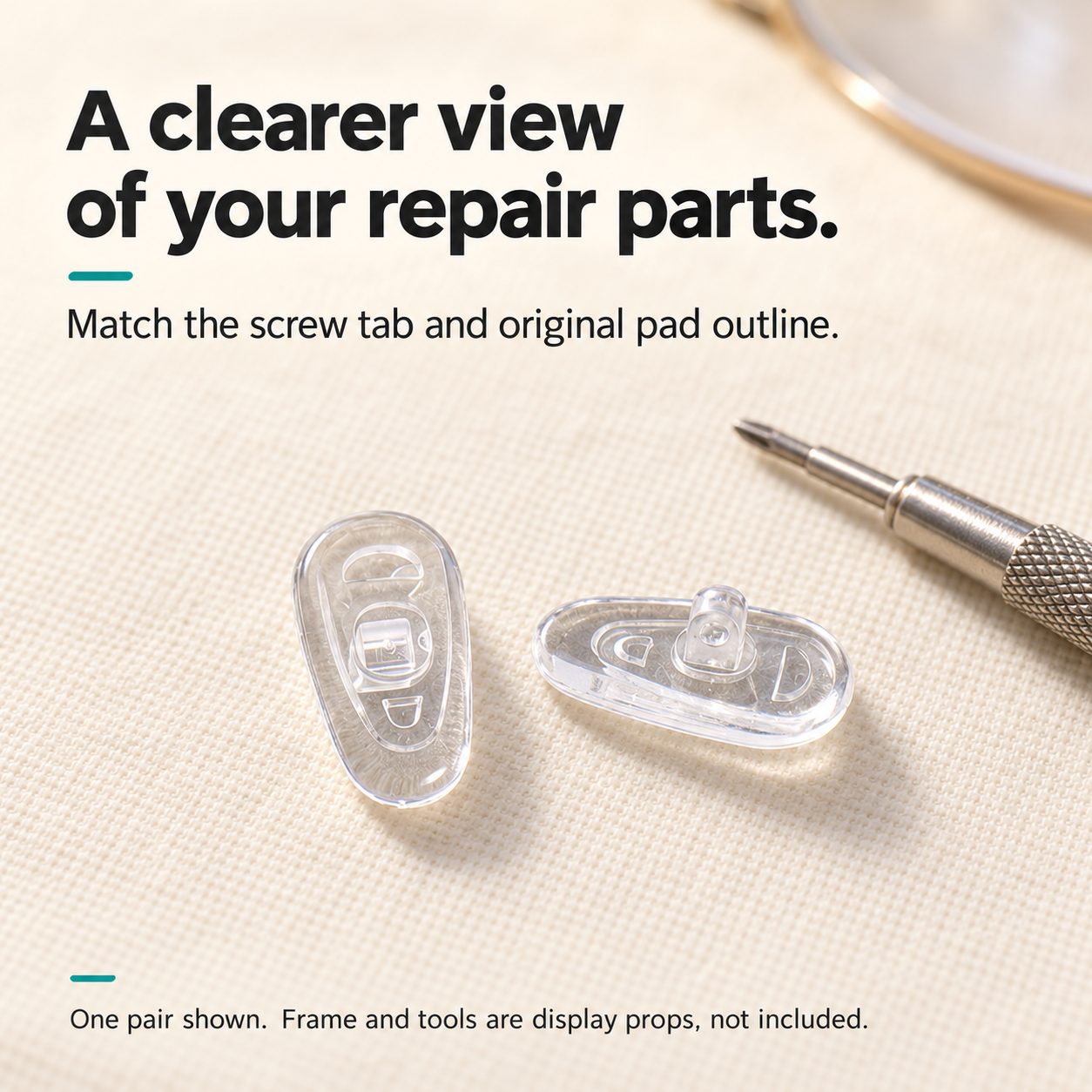 One pair of G11 parts in a care workspace with display props
