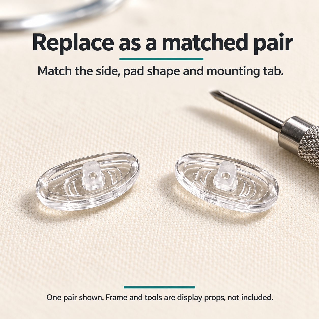 One pair of G2 parts in a care workspace with display props