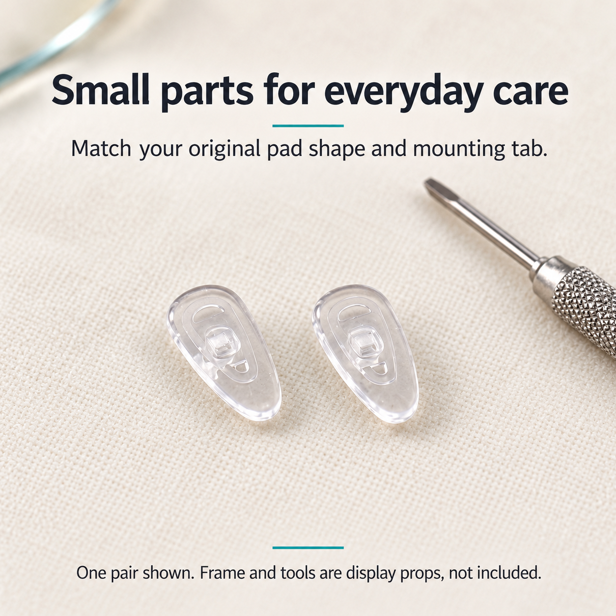 One pair of G6 parts in a care workspace with display props
