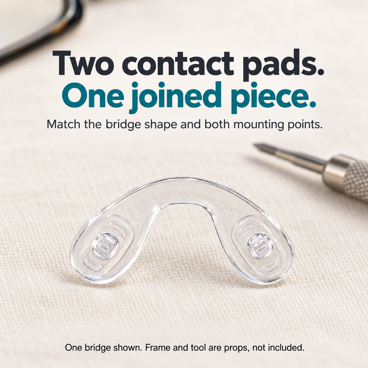One complete medium U nose bridge on a care cloth with display props